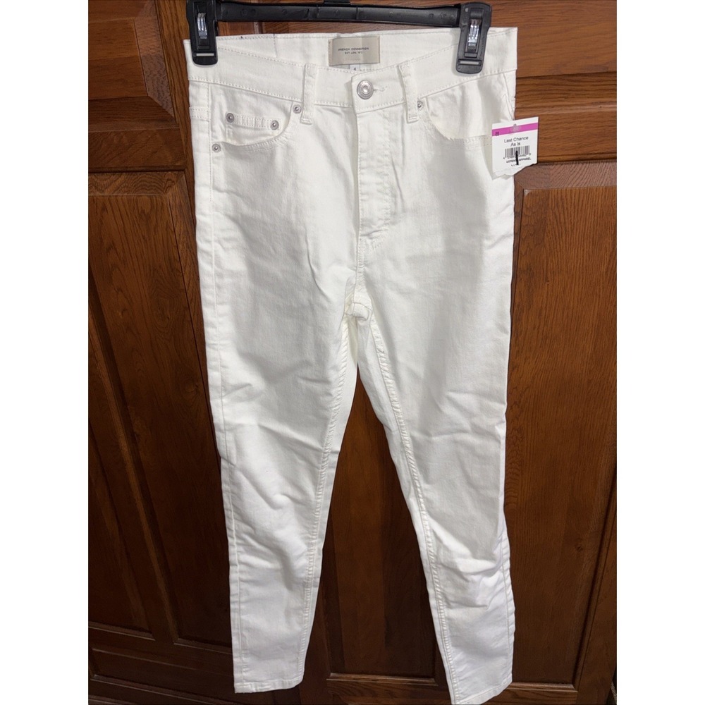 NEW French Connection Summer White Rebound Response Mid-Rise Skinny Jeans Size 4